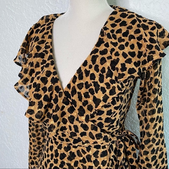 Free People Frenchie Animal Leopard Print Wrap Dress Size XS - Picture 6 of 12